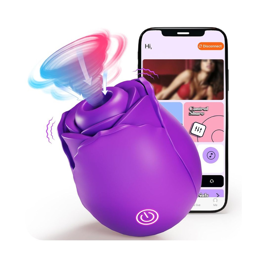 SUCCIONADOR PURPLE ROSE CON VIBRACIÓN PARA SEXTING