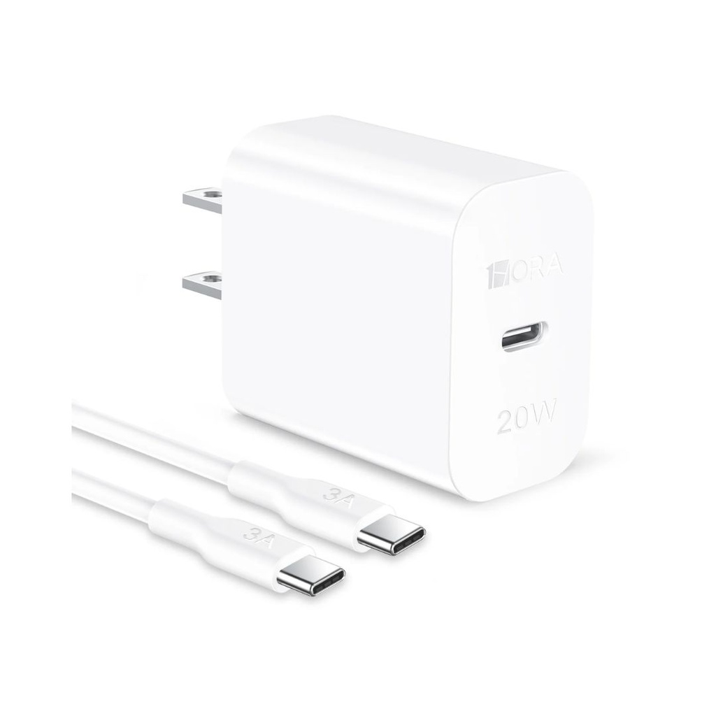 CARGADOR RÁPIDO + CABLE 1HORA 20W USB-C