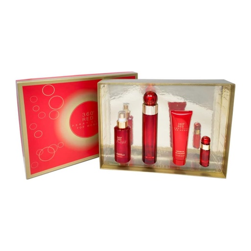 ESTUCHE DE PERFUME PERRY ELLIS 360 RED 4 PIEZAS 100ML